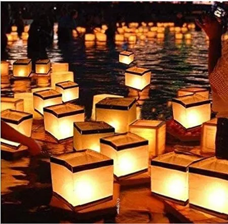 Diagtree 20 Pack Square Chinese Lanterns Wishing, Praying, Floating, River Paper Candle Light, Floating Lanterns for Lake or River, Floating Water