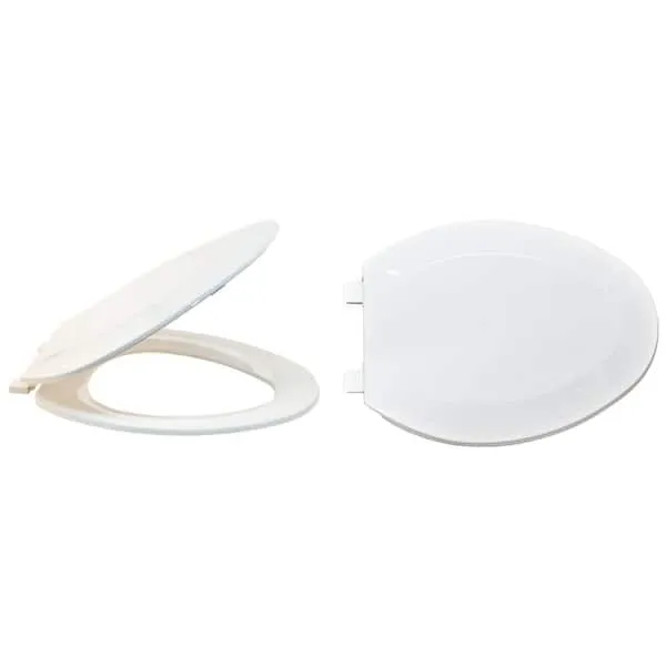 EZ-FLO White Plastic Toilet Seat with Lid, Elongated, 65903