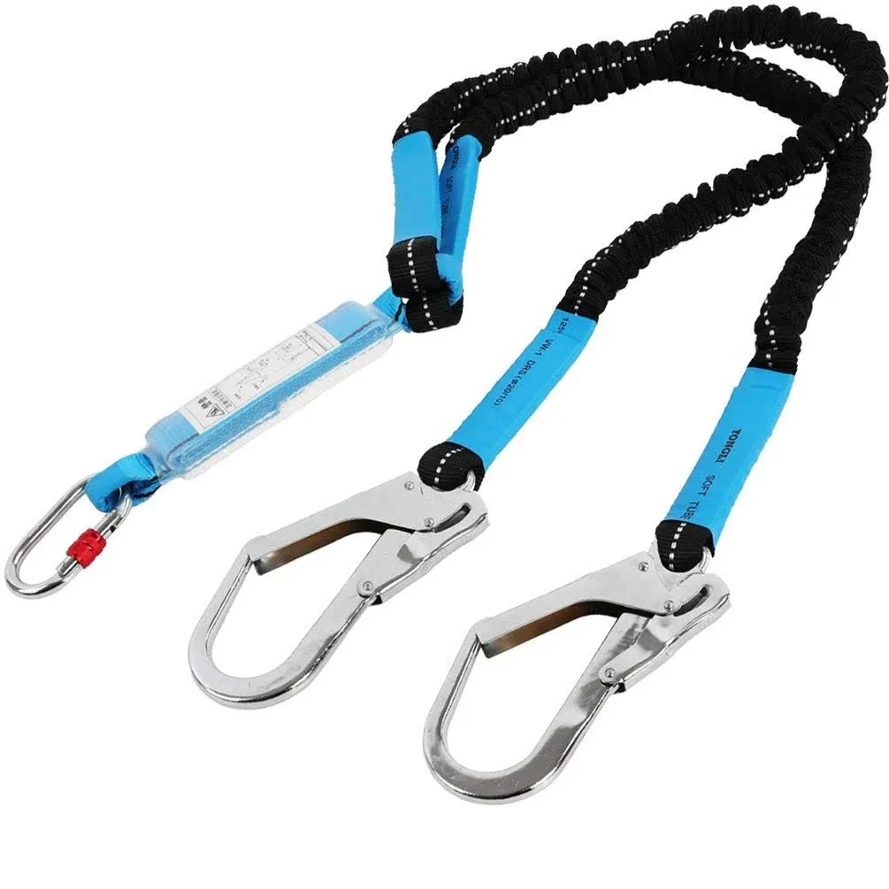 6ft Internal Shock Absorbing Safety Lanyard with Double Snap Hook Connectors ...