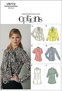 VOGUE PATTERNS V8772 Misses' Blouse, Size E5 (14-16-18-20-22) 