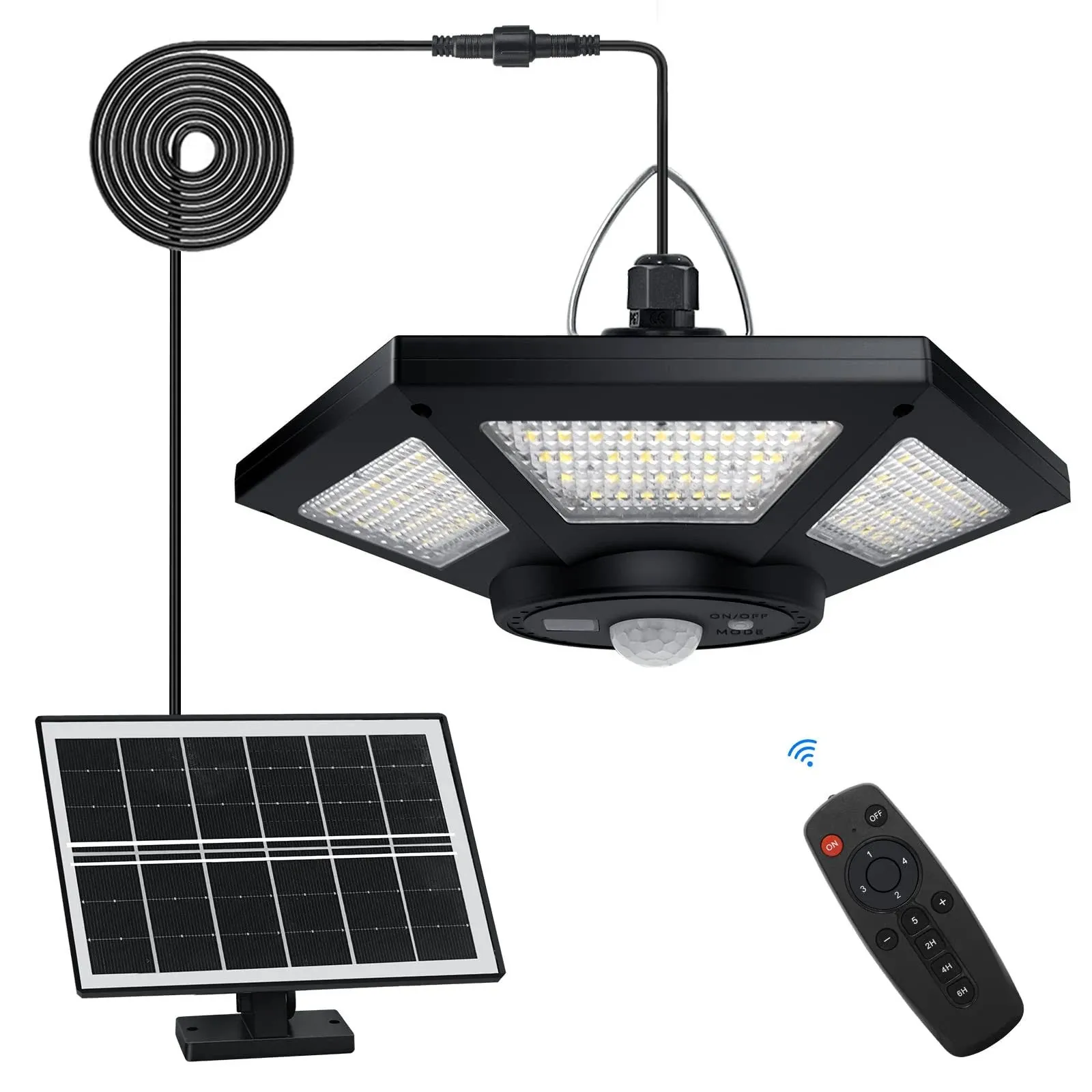  Solar Shed Light Indoor Outdoor Solar Powered Pendant Daytime Black-1 Pack