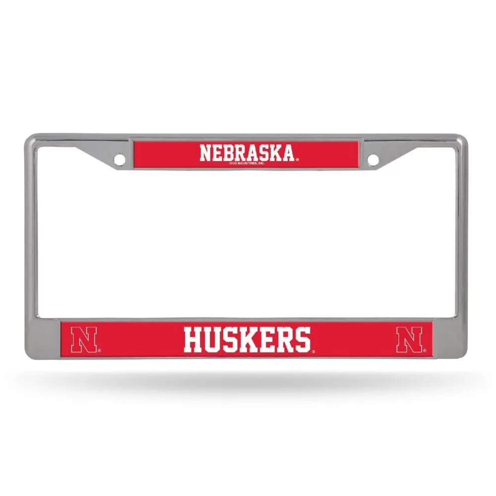 Rico Industries NCAA  Nebraska Cornhuskers  12 x 6 Chrome Frame With Decal Inserts - Car/Truck/SUV Automobile Accessory