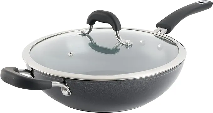 Kenmore Arlington 11" Aluminum Wok W/Lid- Black Diamond