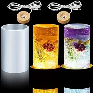 Resin Cylinder Silicone Light Mold Set, Include Cylinder Light Mold and USB P...