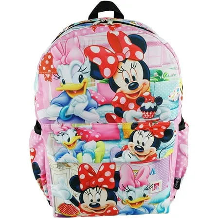 Disney Minnie Mouse Deluxe Oversize Print Large 16 Backpack with Laptop Compartment