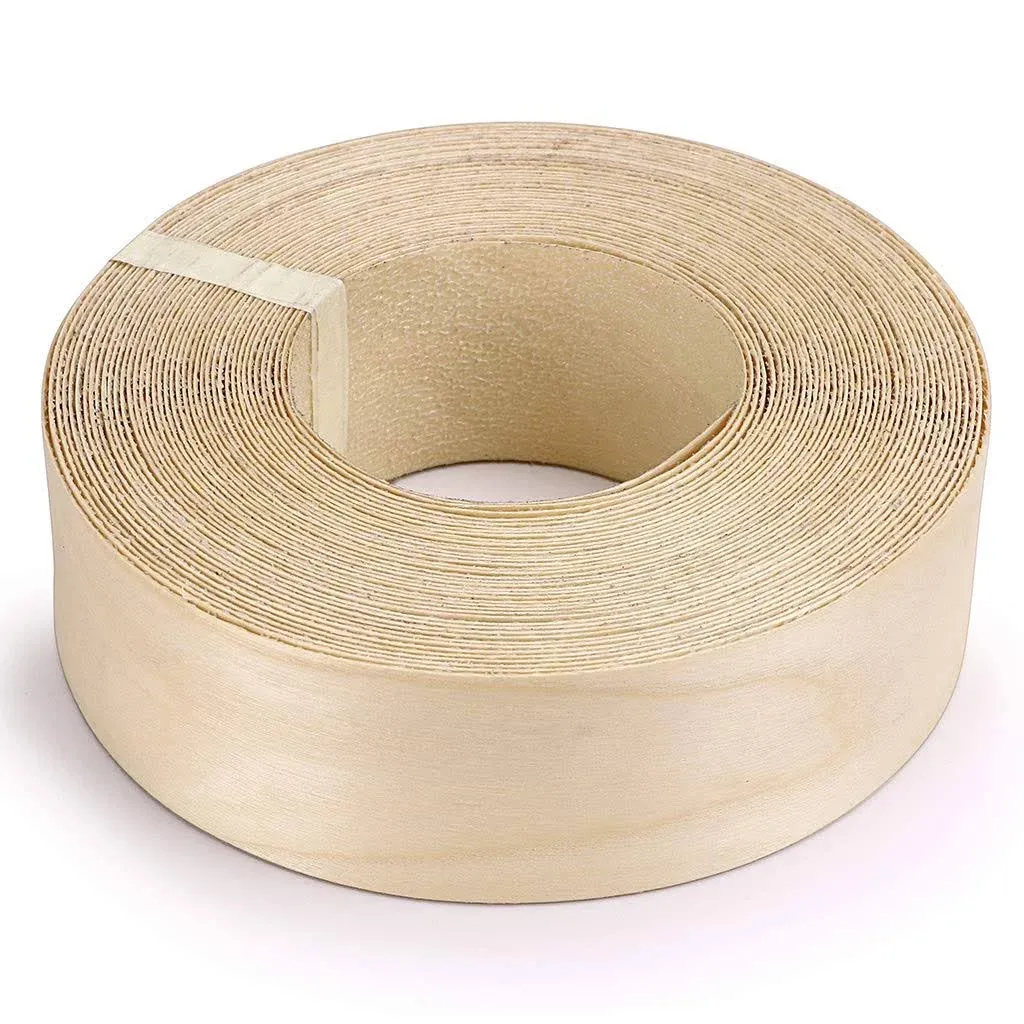 Skelang 2'' × 50' Birch Edge Banding, Roll Wood Edge Tape, Iron-on Veneer Banding with Hot Melt Glue, Pre-glued Edge Banding for Covering Edge of Table, Door, Shelf, Cabinet Hardboard, Fiberboard