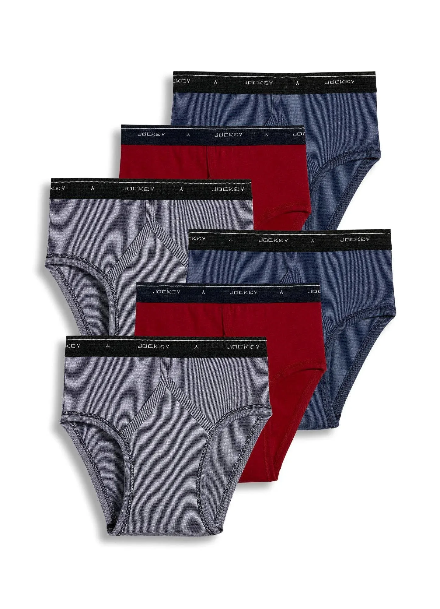 Jockey Men's Classic Low Rise Brief - 6 Pack 34 Black Stripe/Red Apple/Blue Stripe