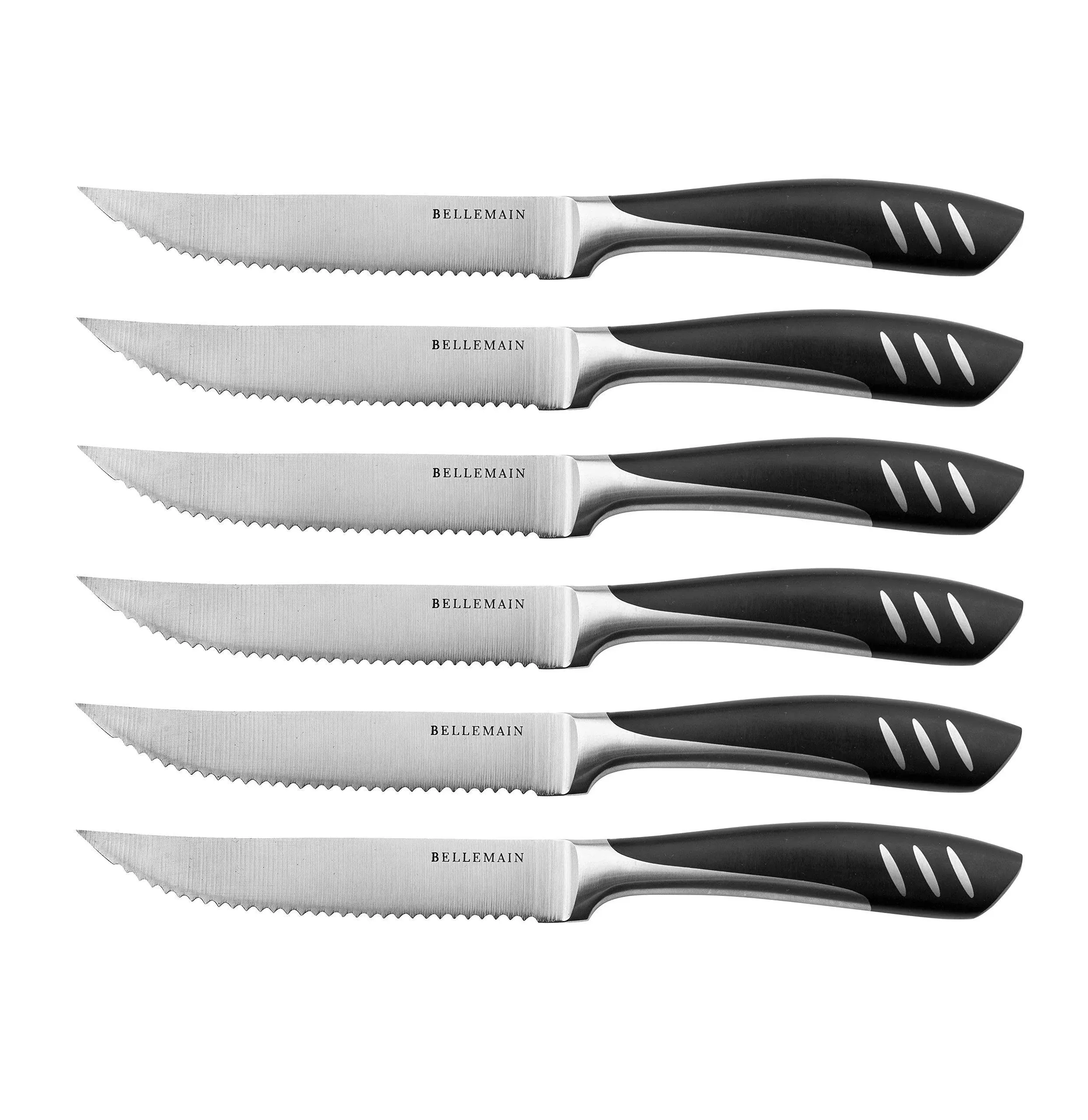 Bellemain Serrated Steak Knife Set | Stainless Steel Kitchen Knife Set, Meat ...