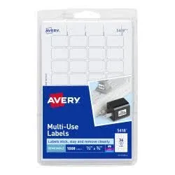 Avery Removable Labels, Removable Adhesive, 1/2" x 3/4", 1,000 Labels (5418)