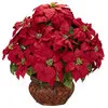 Poinsettia With Decorative Planter Silk Arrangement, Red - Tropical - Artificial Flower Arrangements - by Bathroom Marketplace | Houzz