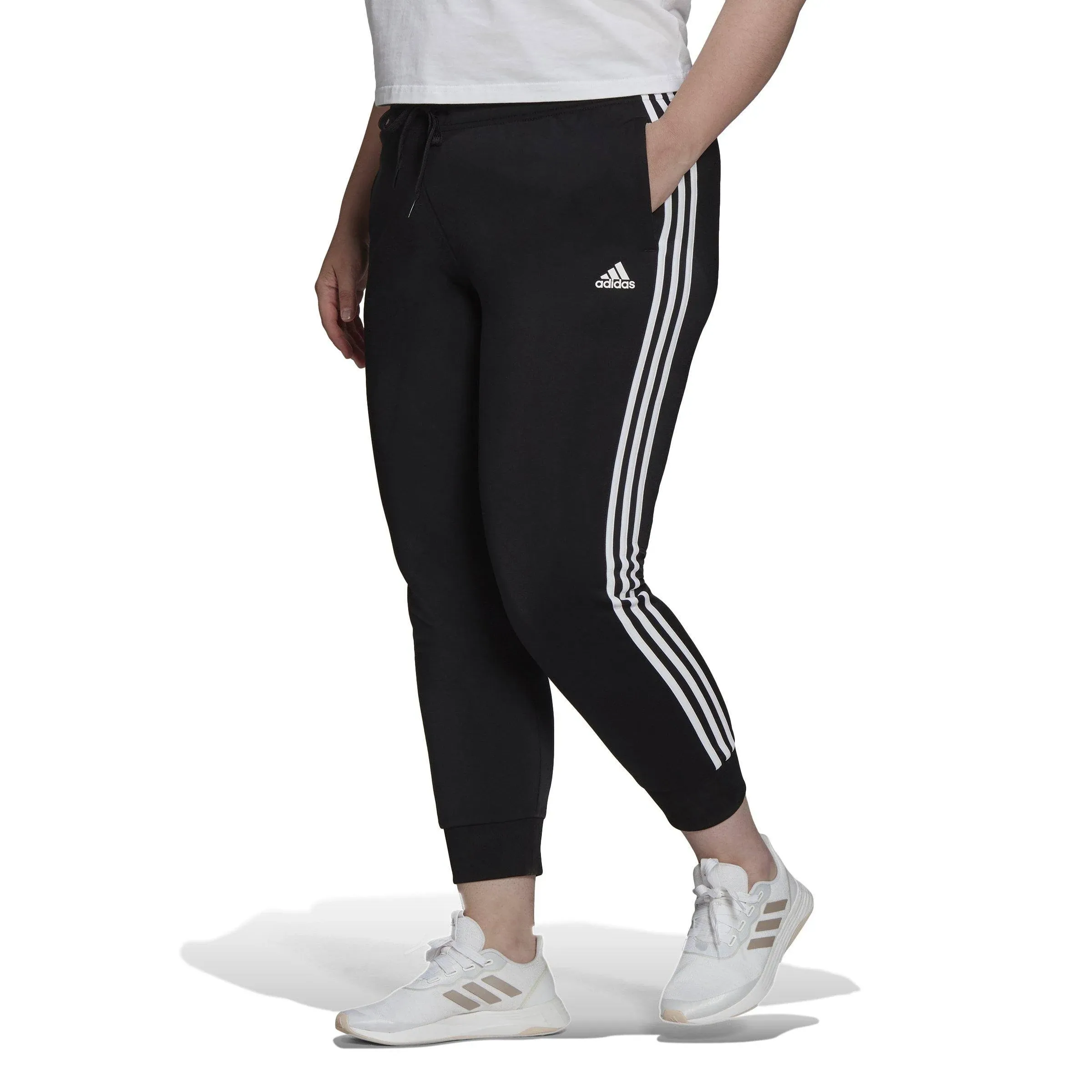 Adidas Women's Essentials Warm-Up Tapered 3-Stripes Track Pants