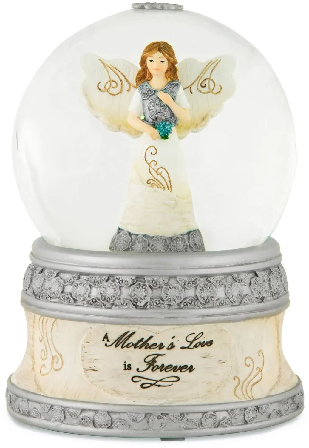 Pavilion Gift Company Elements 82329 100mm Musical Water Globe with Angel Figurine, A Mother's Love, 6-Inch , White