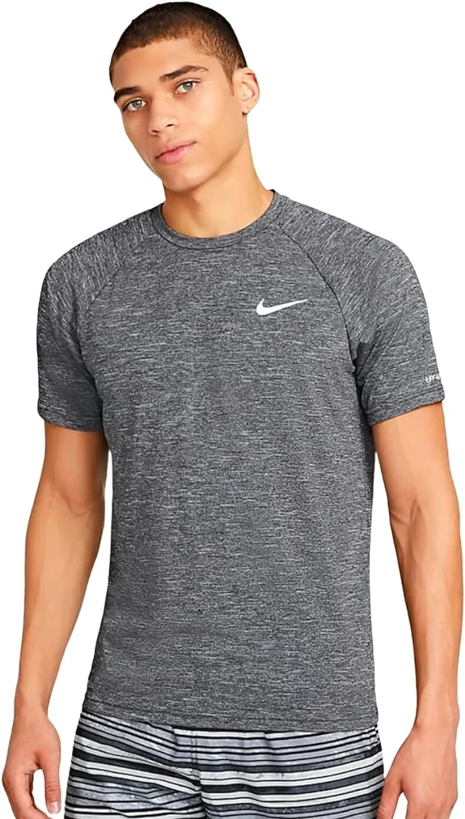 Nike Men's Dri-FIT UPF 40+ Hydroguard Swim Tee (Small, Grey Heather)