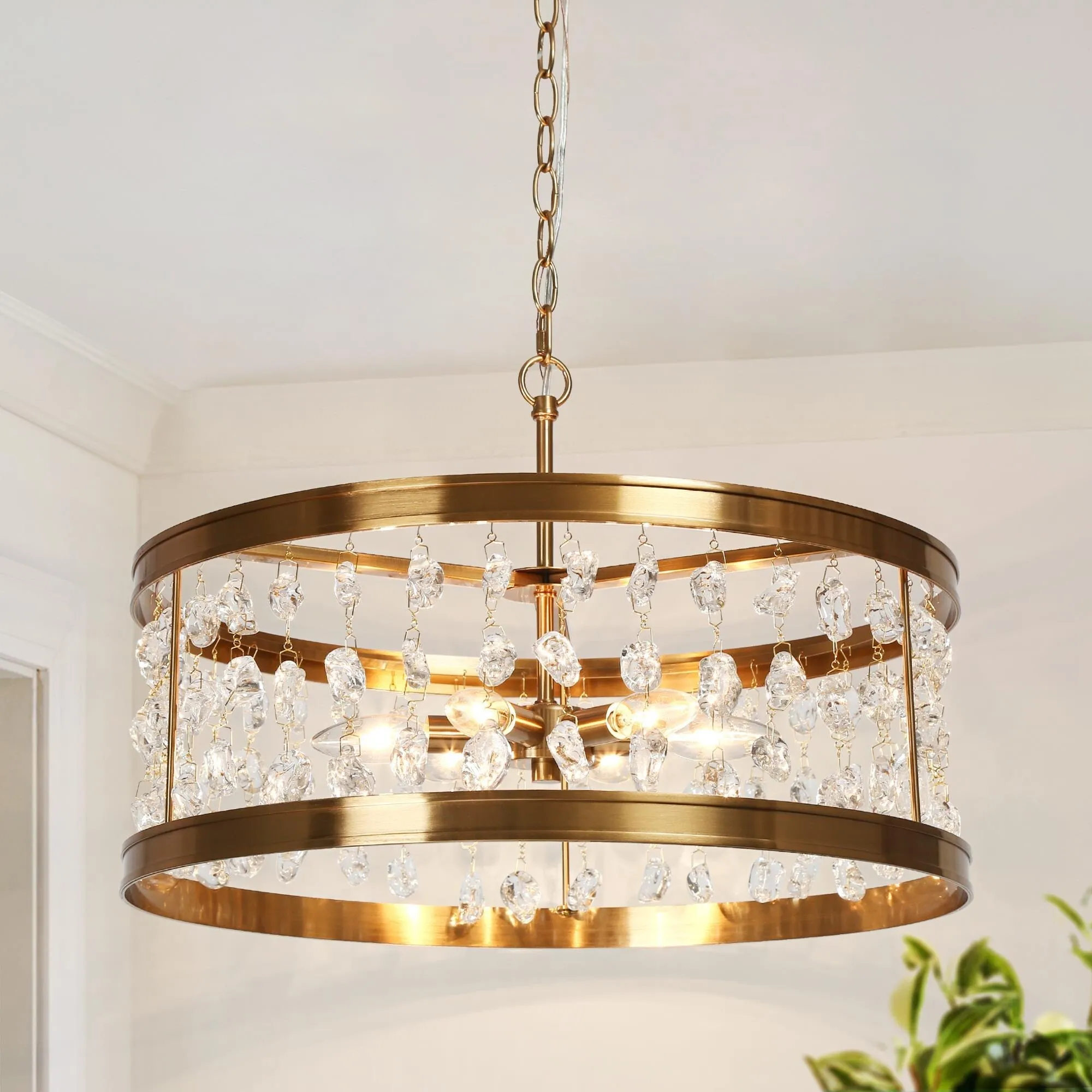 8 Lights Pendant Lighting Fixtures, Retro Brass Chandeliers, Gold Island Lights for Kitchen Island, Dining Room