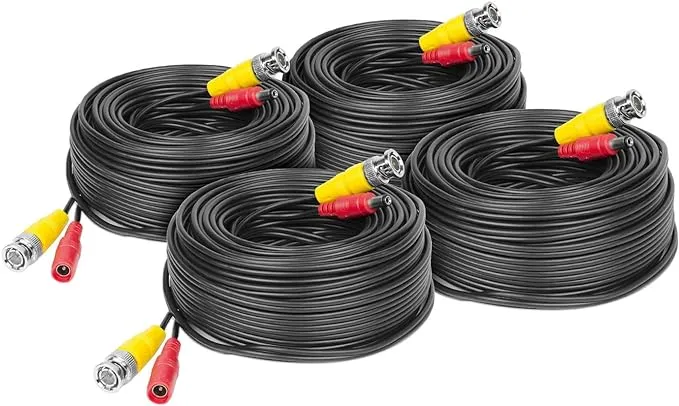 Amcrest 4-Pack 4K Security Camera Cable 60ft BNC Cable, Camera Wire CCTV, Pre ...