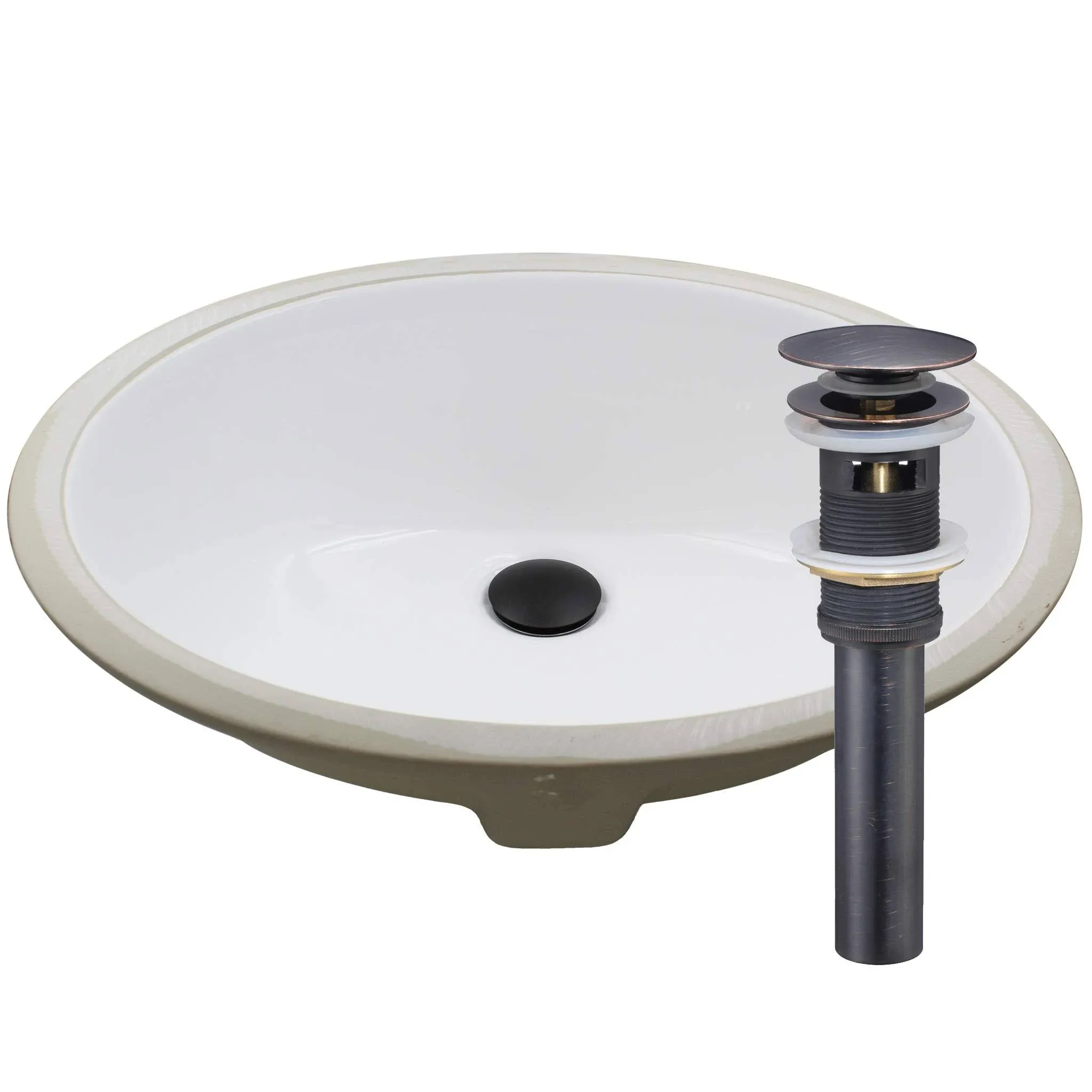 Novatto Undermount Bathroom Sink 19.5&#034; Oval Porcelain White w/ Overflow Drain