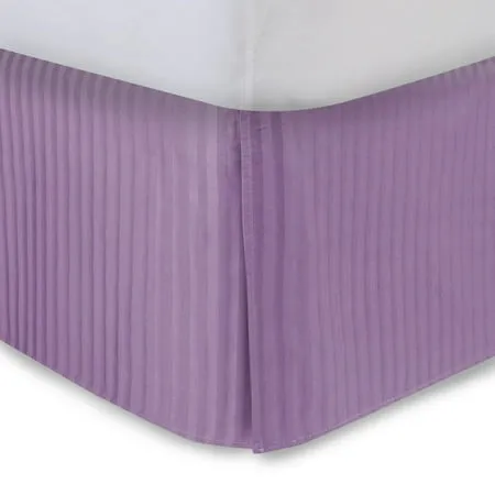 Lavender Bed Skirt Twin XL Bed Skirt 18 Inch Drop Tailored/Pleated Striped Bedskirt Dust Ruffle with Split Corners and Platform Solid Poly/Cotton 300TC Fabric