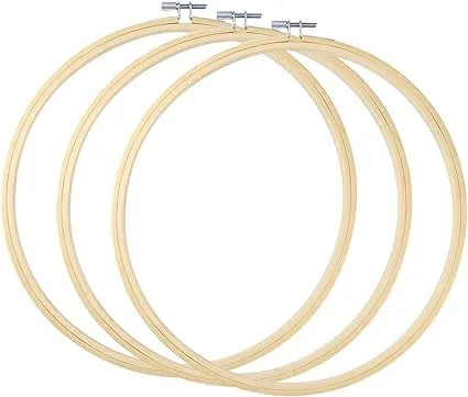 Caydo 3 Pack 12 Inch Wood Embroidery Hoop Circle Cross Stitch Hoop Ring for Art Craft Handy Sewing