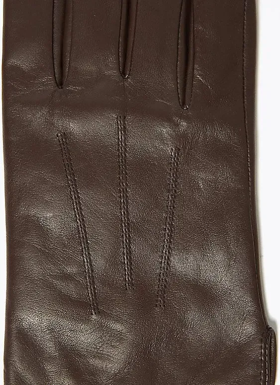 M&S Leather Gloves with Thermowarmth - Brown - M