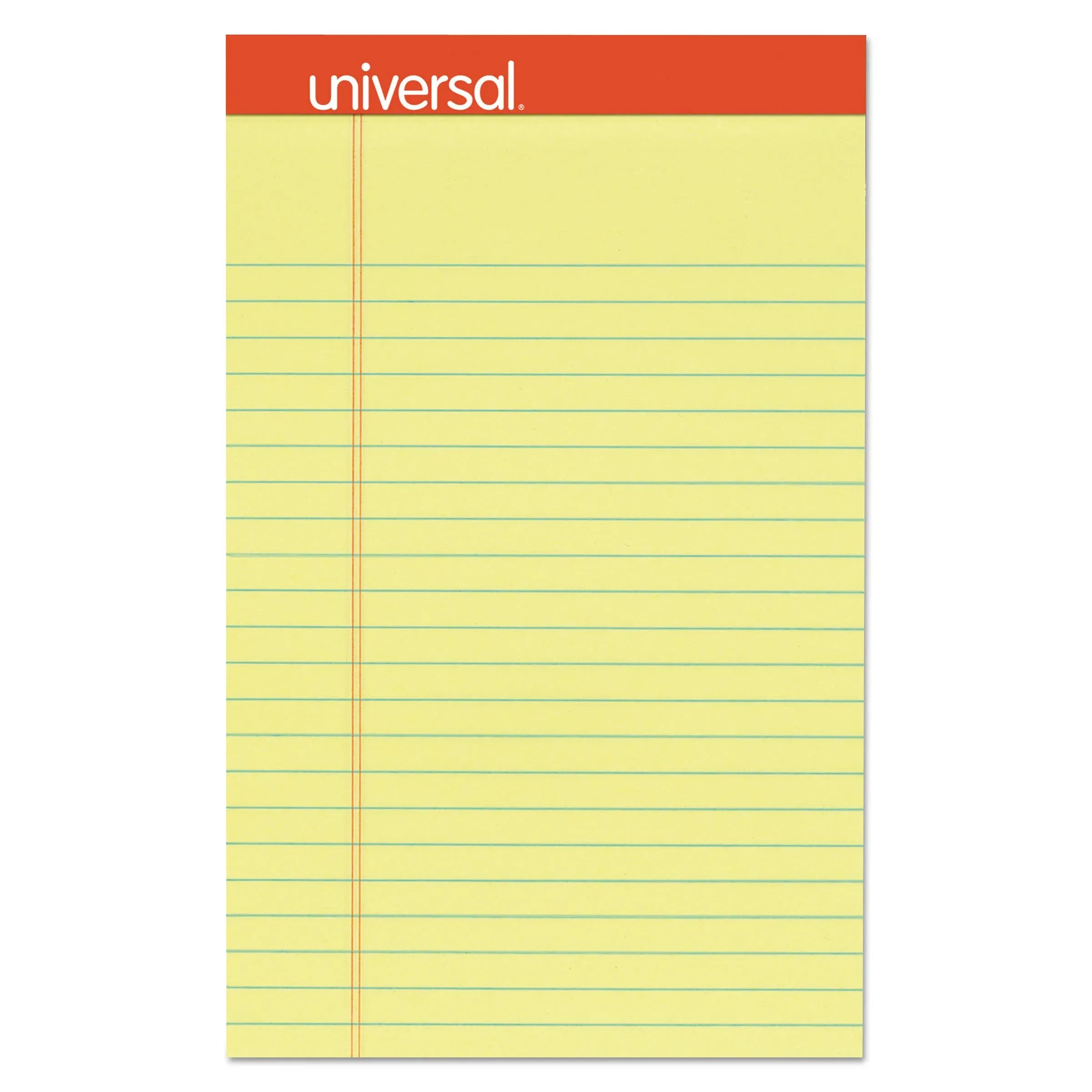 Universal 46200 Perforated Edge Writing Pad, Narrow Rule, 5 x 8, Canary, 50 Shee