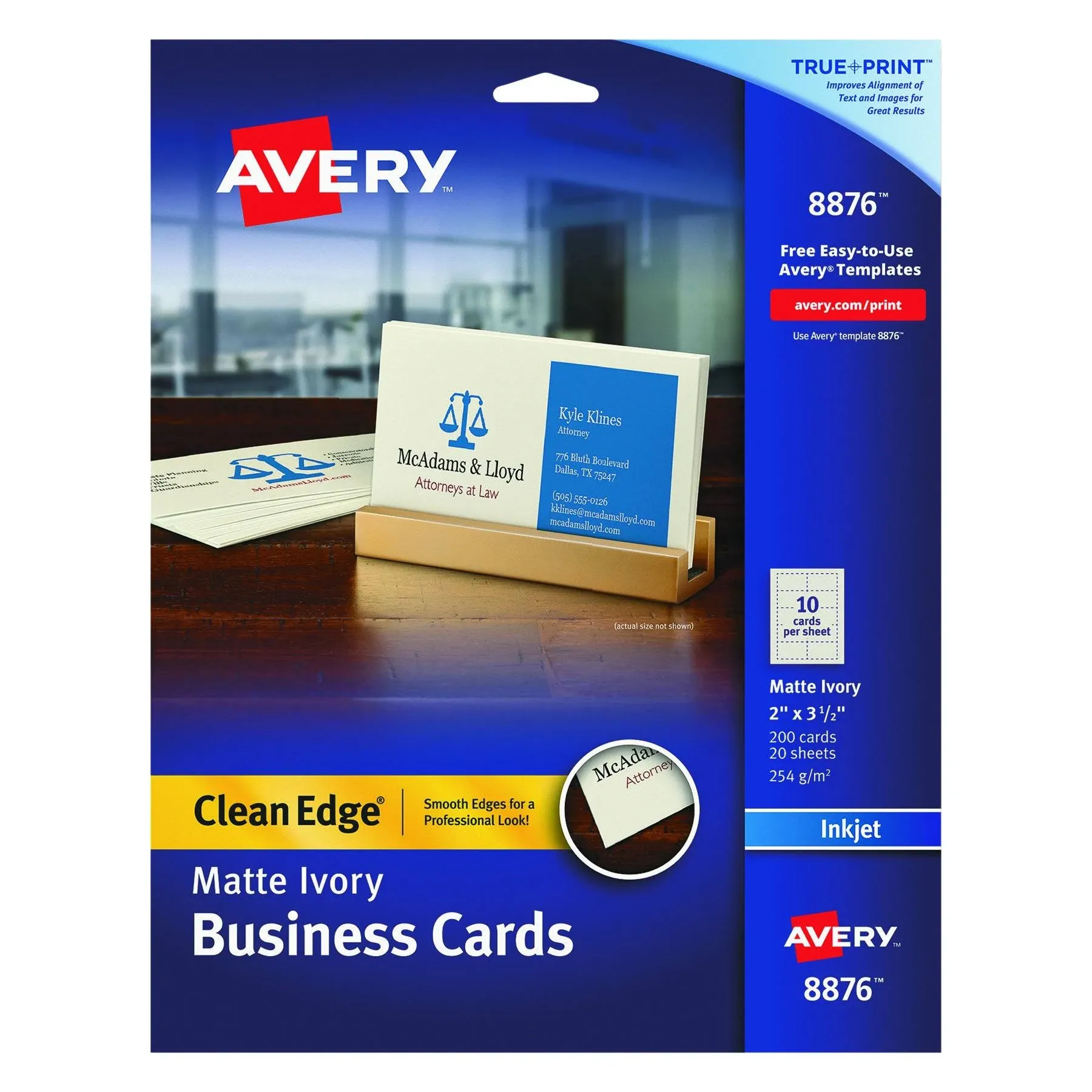 Avery Printable Business Cards, Inkjet Printers, 200 Cards, 2 x 3.5, Clean Edge ...