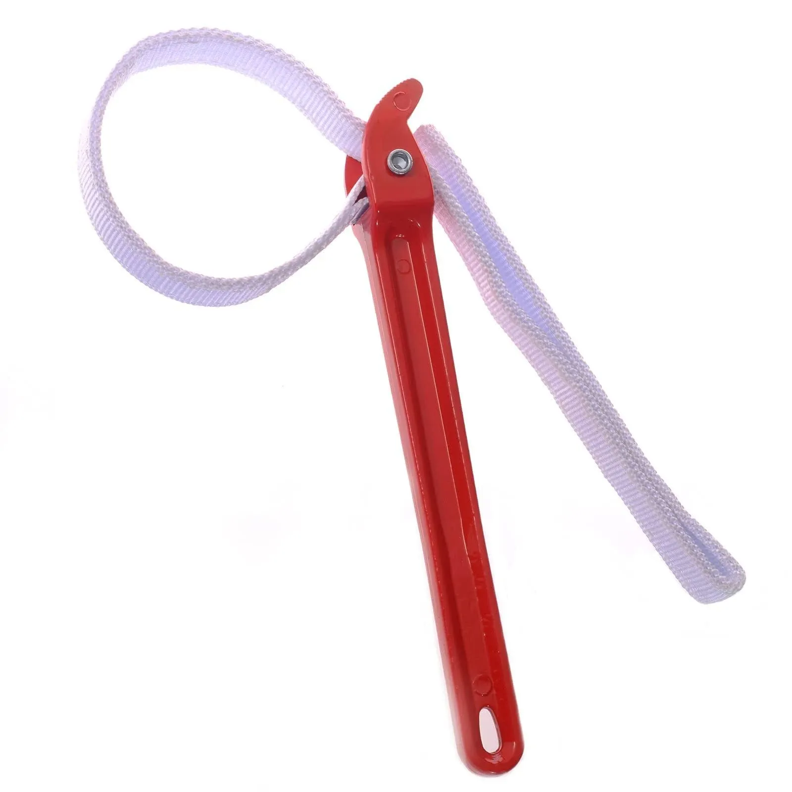 12 Inch Handle Strap Wrench, Adjustable Anti-sliding Pipe Wrench, Oil Filter Strap Wrench, Double Layered Thickened Nylon Strap (Red)