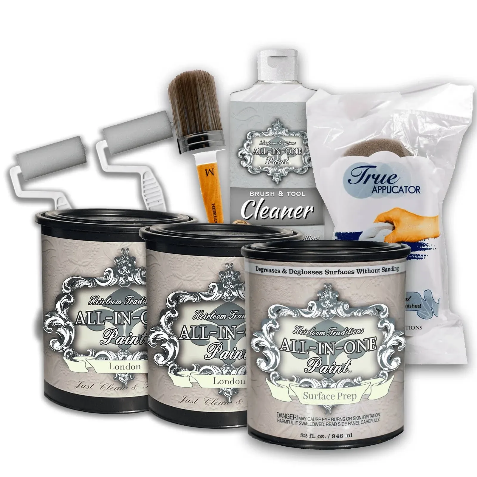 ALL-IN-ONE Paint, 2 Quart Cabinet Paint Bundle and Kit, Iron Gate (Black)