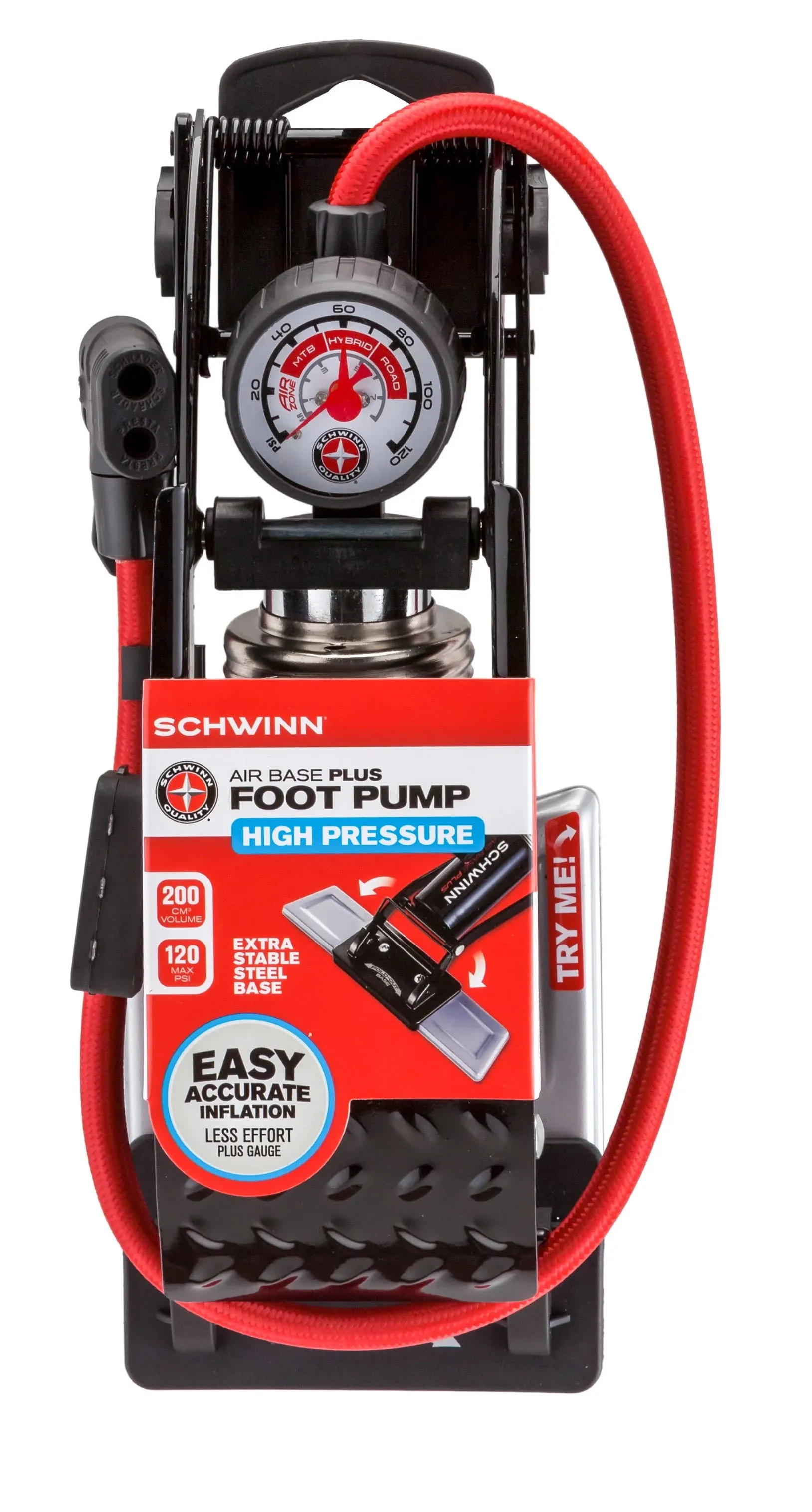 Schwinn Foot Pump, Air Base, Plus, High Pressure