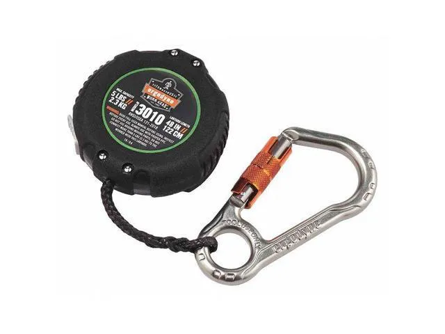 ERGODYNE 3010 Retractable Lanyard, 4 ft., 5 lb. Weight Capacity, Black