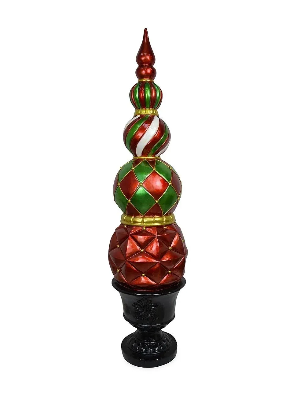 Fraser Hill Farm 50 in. Artificial Christmas Resin Ball and Finial Topiary in ...