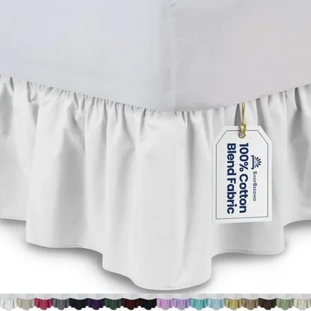 Bed Skirt Ruffled Bed Skirt with Split Corners, 18 Inch Drop Dust Ruffle Bed Skirt with Platform, White,Twin Size