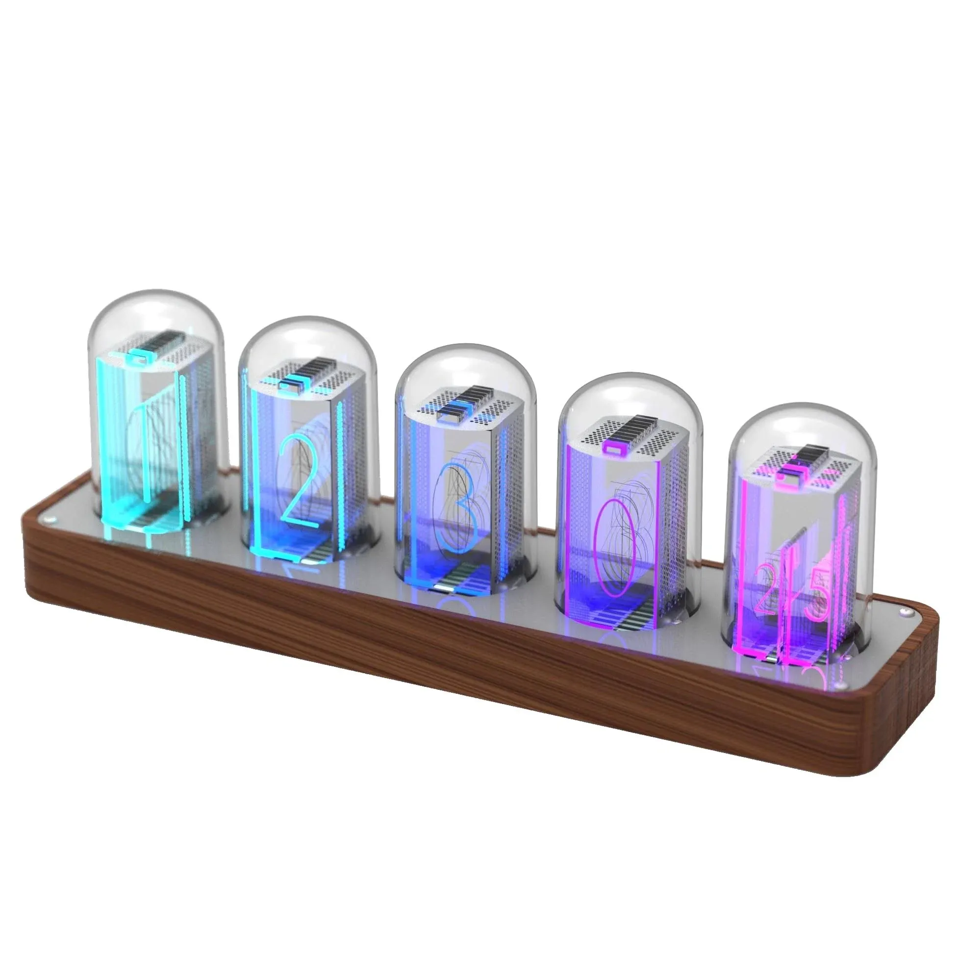 ClocTeck Nixie Tube Clock Wooden Digital Clock for Bedroom, Support Wi-Fi Time Calibration, Alarm, 12/24h Display, No Assemble Required - A Retro Gift to Decorate Your Desk and Bedroom