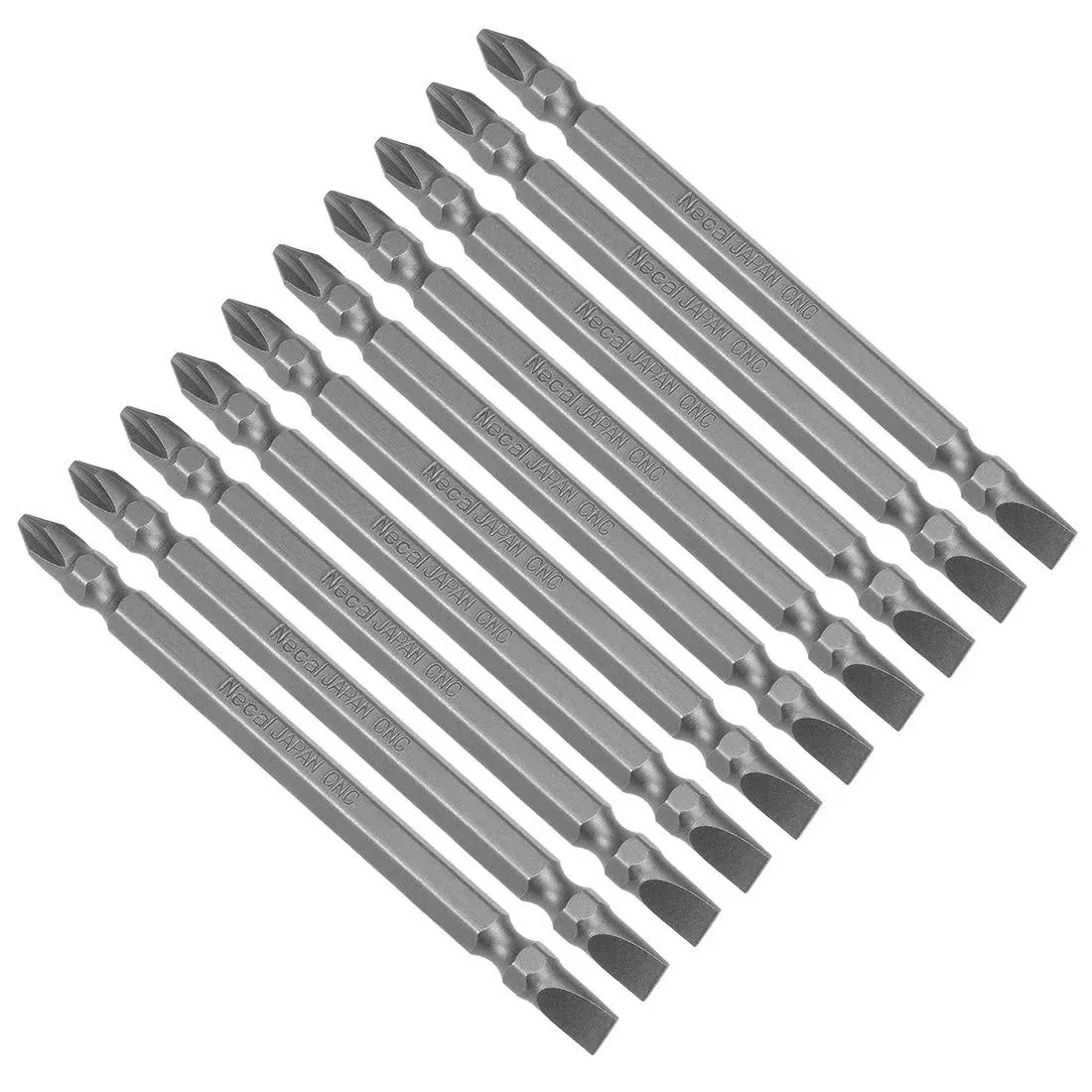 10Pcs 100mm Long S2 Magnetic  -Slotted Screwdriver Bit 6PH2 SL6 Hex Head