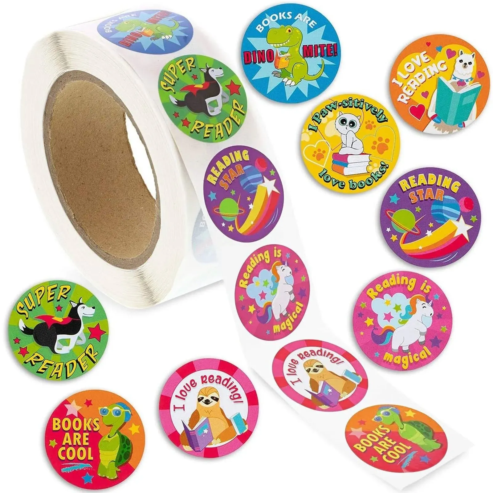 Motivational Reading Reward Stickers for Teachers, Sticker Roll (1000 Pieces)