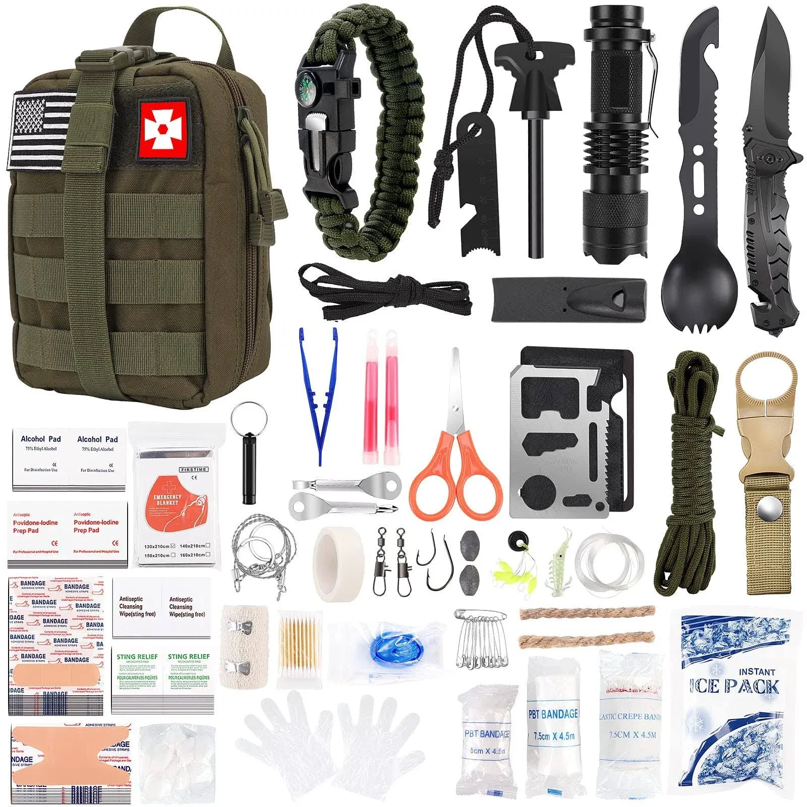 for Man Dad Husband, 210 PCS Survival First Aid kit, Professional Survival Ge...