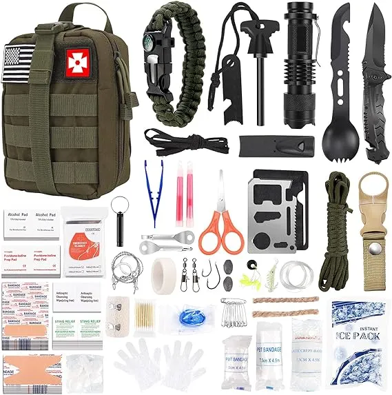 Gifts for Man Dad Husband, 210 Pcs Survival First Aid Kit, Professional Survival Gear Camping Essentials Emergency Medical Goods for Camping Boat Home