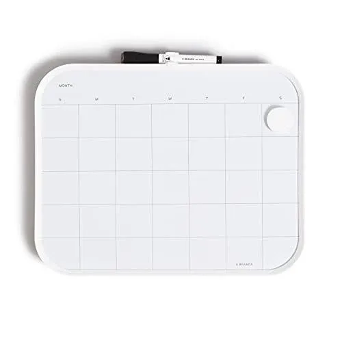 U Brands Modern Bevel Gray Frame Dry Erase Calendar 11 x 14 in