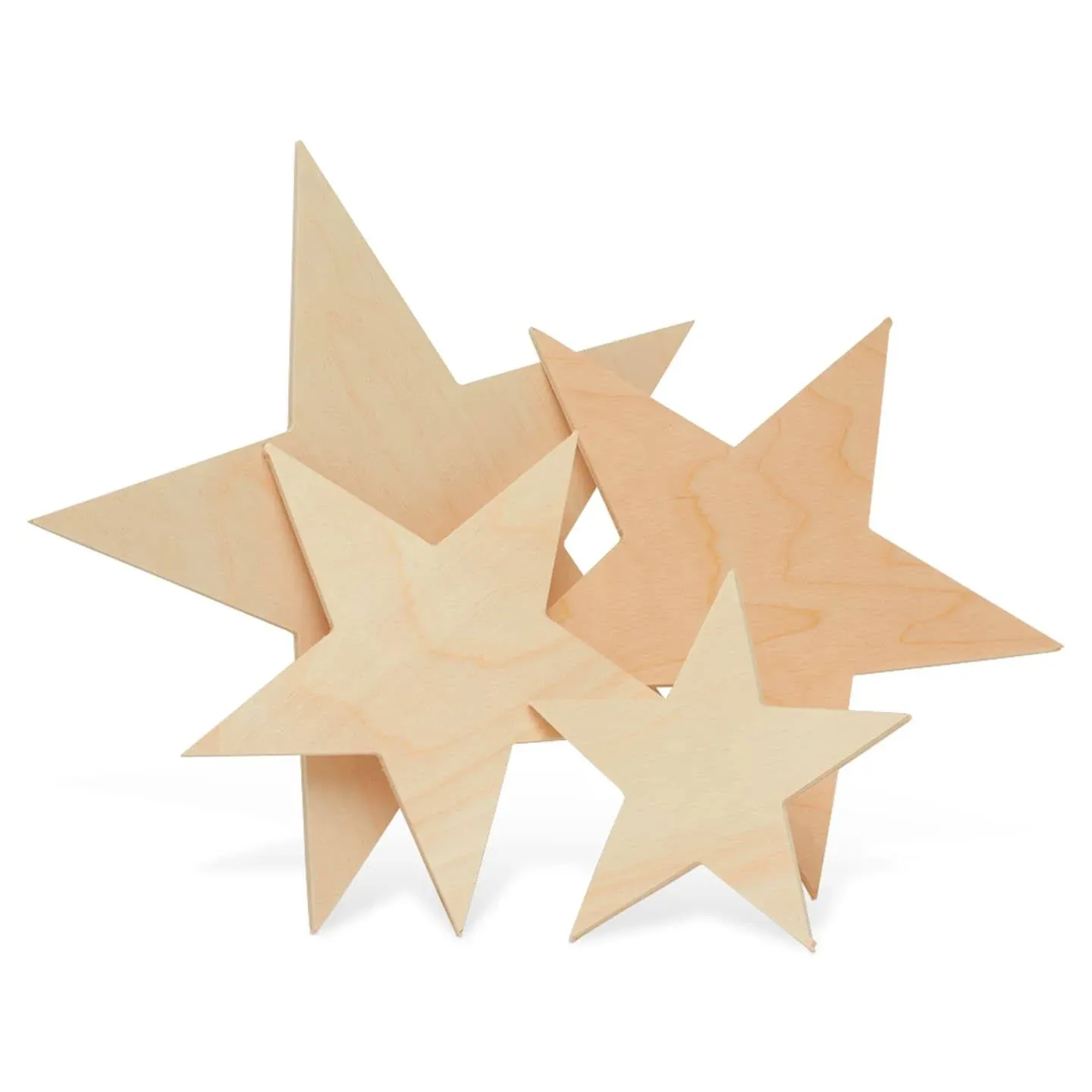 Wooden Star Shapes, 8 inch Large Patriotic Natural Wood Cutouts, Bag of 3 ...