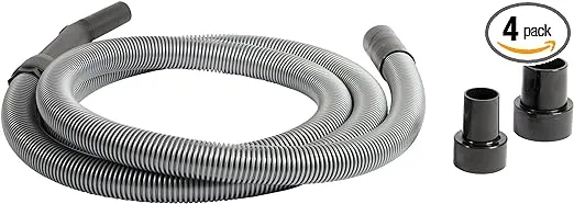 Cen-Tec Systems 10 Ft. Premium Shop Vacuum Extension Hose with 2 tank adapters and 1.25" curved end, Silver