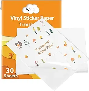 WeLiu Printable Vinyl Sticker Paper for Your Inkjet Printer - 8.5 x 11 Inches 30 Sheets Translucent Premium Waterproof Sticker Paper - Dries Quickly