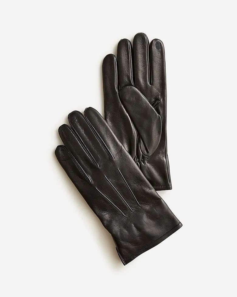 M&S Leather Warm Lined Gloves - Black - Medium