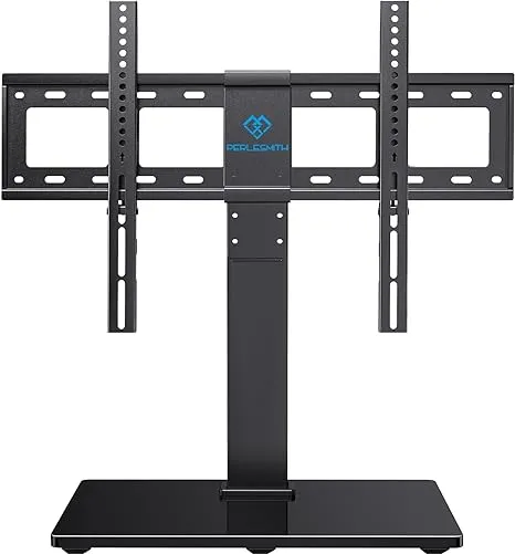 PERLESMITH Universal Swivel TV Stand Base, Table Top TV Stand for 37 to 65,70,75 inch LCD LED TVs, Height Adjustable TV Mount Stand with Tempered Glass Base, VESA 600x400mm, Holds up to 99lbs, PSTVS13