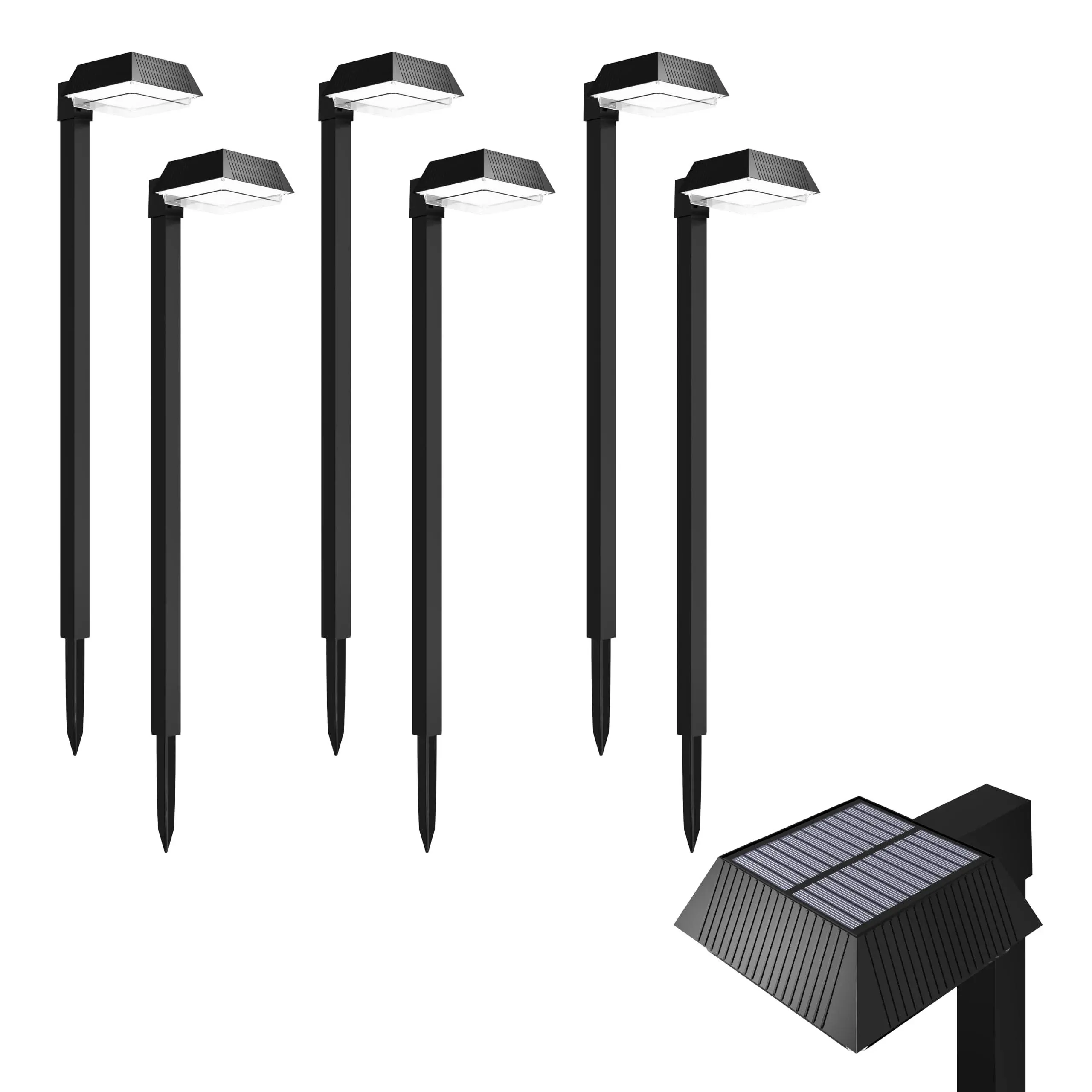 Sunco Lighting 6 Pack Solar Sidewalk Lights Outdoor Super Bright Selectable Color Temperature 3CCT 3000K/5000K/7000K 150LM, Path Lights for Backyard, Walkway, Garden, Driveway