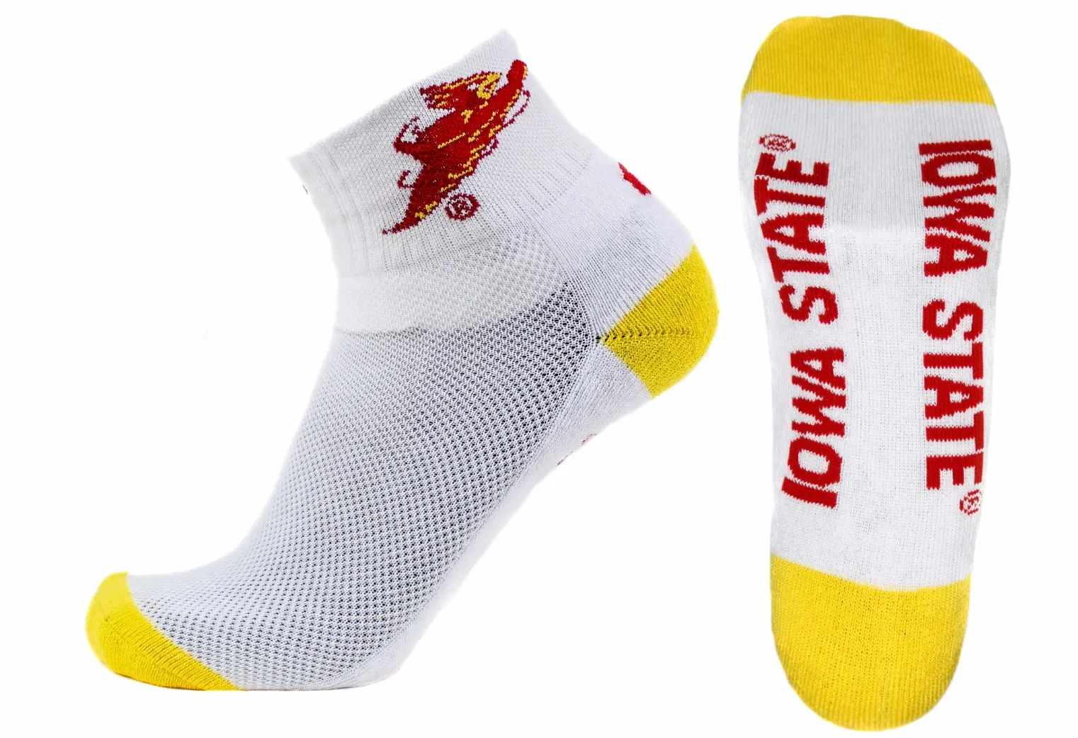 Iowa State Cyclones White Quarter yellow Heel Toe Sock - Donegal Bay - Unisex - One Size - Quarter