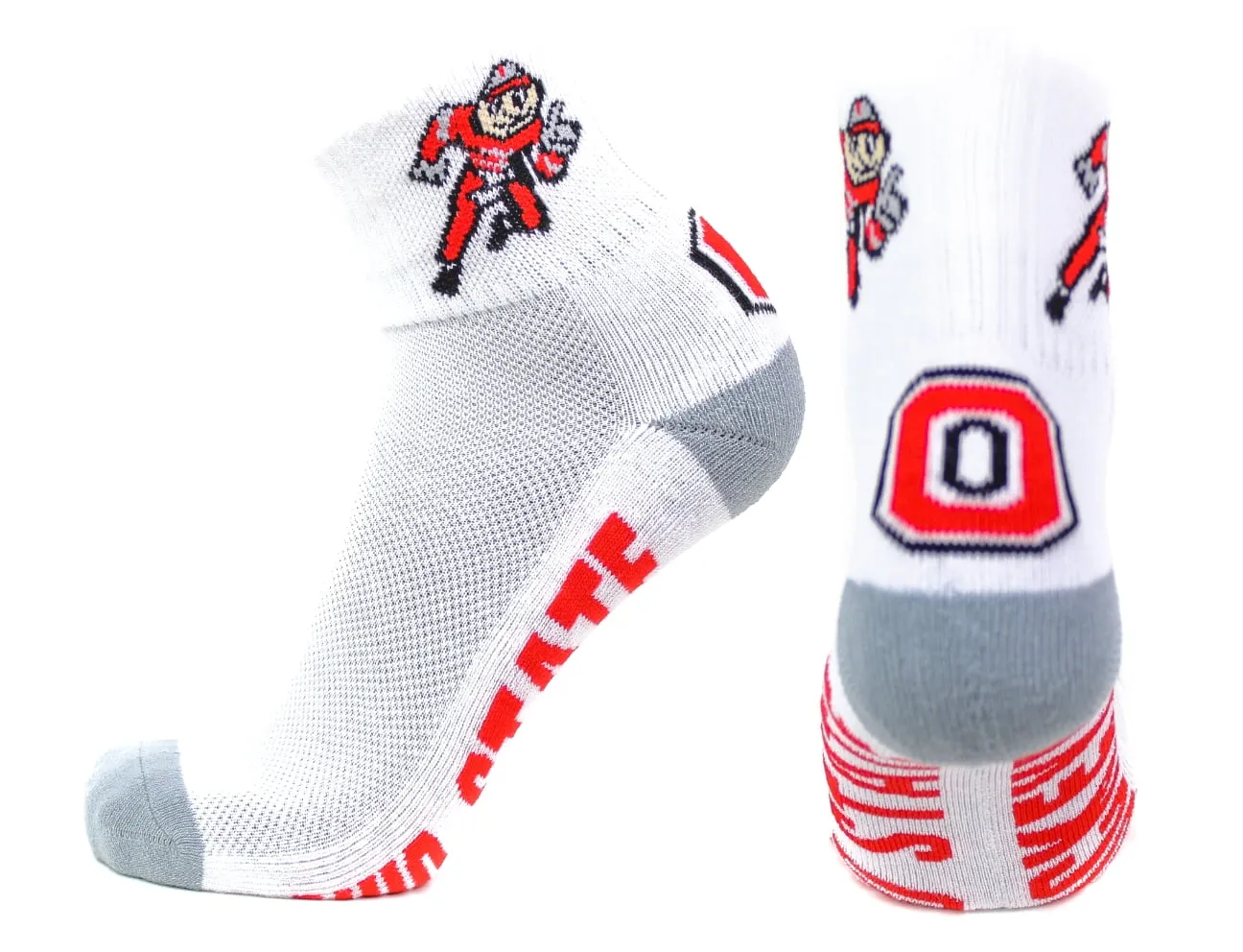 Ohio State Buckeyes White Quarter Gray Heel Toe Sock - Donegal Bay - Unisex - One Size - Quarter