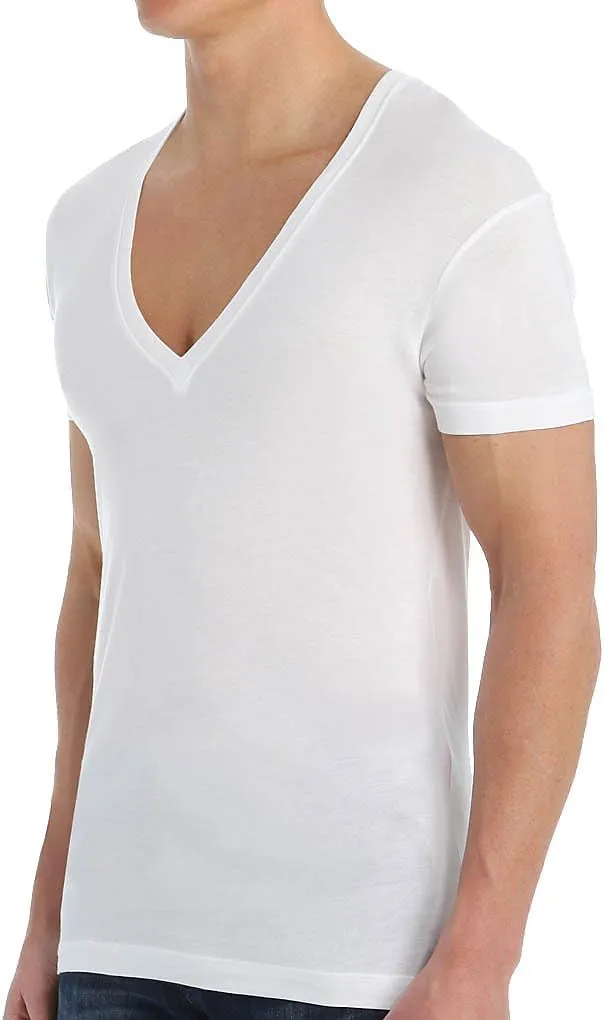 2(X)IST Men's Pima Cotton Slim Fit Deep V-Neck T-Shirt