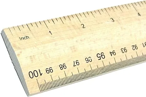 Wooden Rule 1 Meter Yard Stick Ruler Imperial & Metric Measurements mm cm inches Markings Hardwood School Office Tailors Bench with Handle for Easy Measuring (1 Meter Ruler)