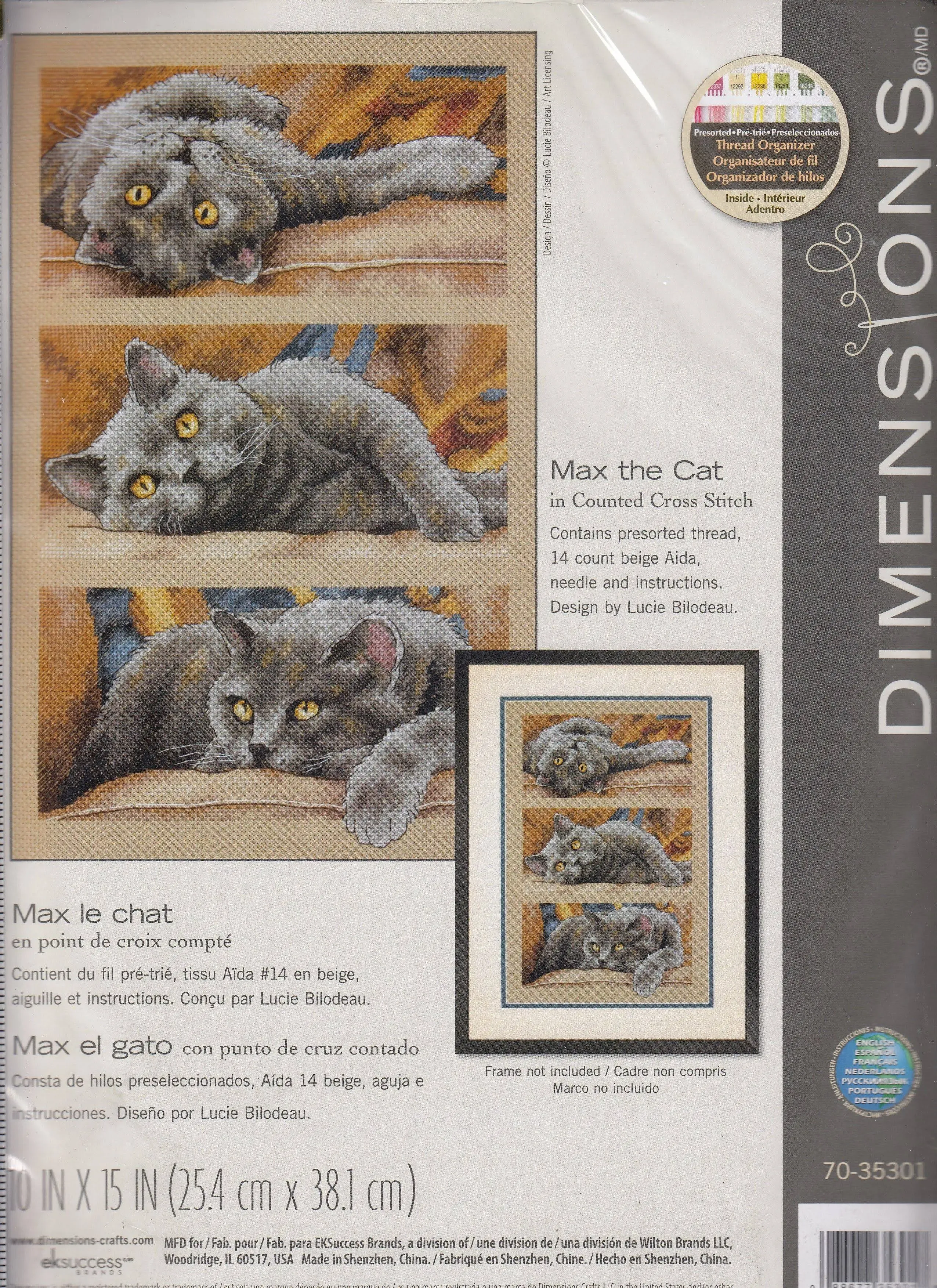 Dimensions Counted Cross Stitch Kit 10 inch X15 inch -Max The Cat (14 Count)