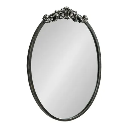 Kate and Laurel Arendahl Ornate Glam Oval Wall Mirror 18 x 24 Antique Black Beautiful Bohemian Mirror for Wall