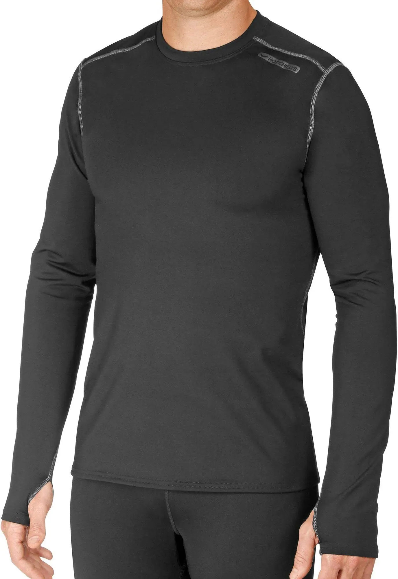 Men's Hot Chillys Micro-Elite Chamois Long Sleeve Base Layer Large Black